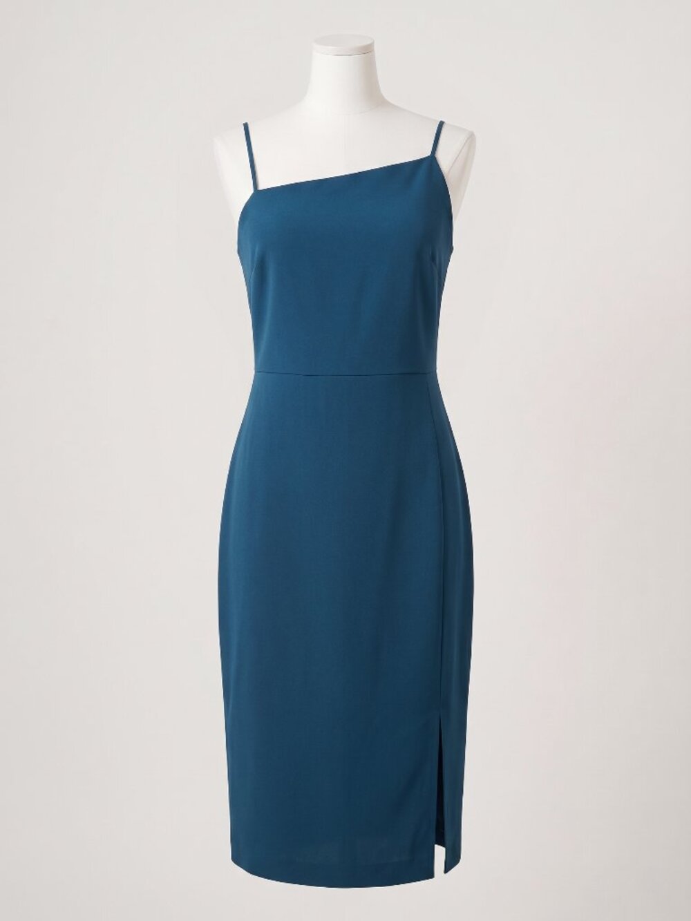 Anrabess Teal Turquoise Spaghetti Strap Slit Midi Slip Cocktail Dress Size M